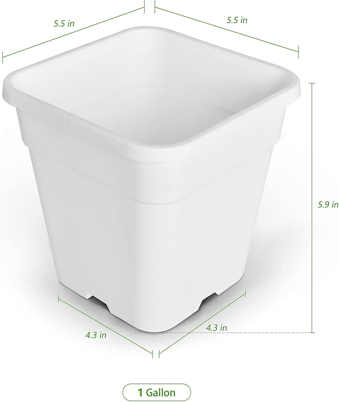 HOSTIC 1 Gallon Square Nursery Pots Flexible Plastic Pots for Plants Gallon Pot with Drainage Holes 10 Pcs