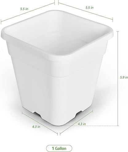 HOSTIC 1 Gallon Square Nursery Pots Flexible Plastic Pots for Plants Gallon Pot with Drainage Holes 10 Pcs