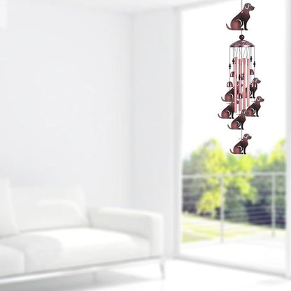 Dog Wind Chimes Outdoor/Indoor Decor -with Hook 6 Bells 7 Dogs Windchime, Memorial Wind Bell, Romantic Wind Catcher, Blessing Windchimes for Home, Mom Gifts, Balcony, Yard, Festival Garden Decoration