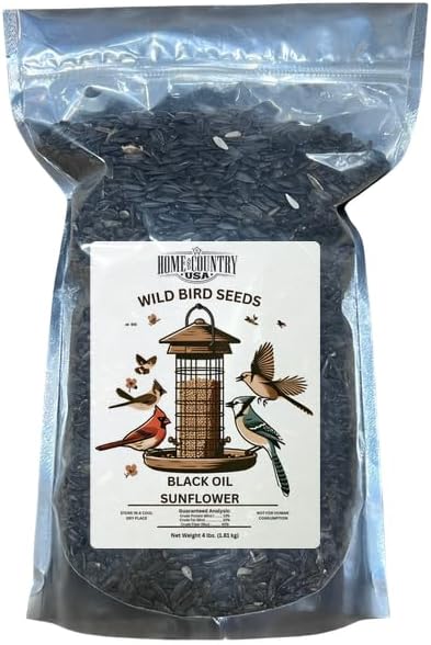 Black Oil Sunflower Seed Bird Seed - 4 lbs Bag Ideal for Wild Bird Feeding and Bird Feeders