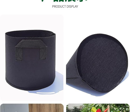 Ulalaza 3PCS Potato Grow Bags with Flap Plant Grow Bags Fabric Multi Ribbon Potato Bag Tomato Vegetable Growth Non-Woven Felt Planting Bag Transparent