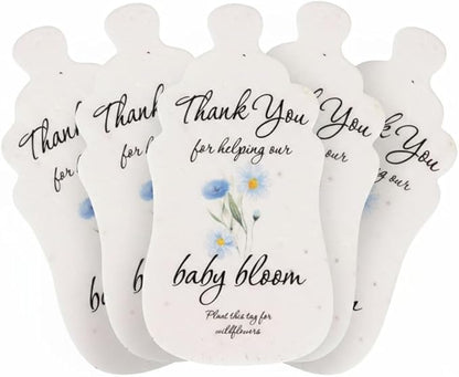 Shaped Seed Paper – 5Pcs Blue Shower Favors for Guests with Wildflower Seeds, Writable & Plantable, Shower Favor Gifts for Guest