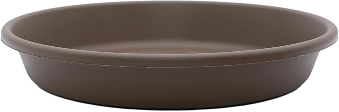 The HC Companies Flower Pot Saucers - Plastic Plant Saucer for Outdoors & Indoors - Traditional Design Plant Pot Trays for Water Drainage - Durable & Stylish Round Plant Tray (8-inch Chocolate)