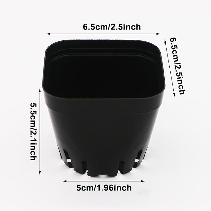 2.5 Inch Plastic Plant Nursery Pots 100 Pcs Seedlings Flower Plant Container Black Seed Starting Pots for Succulents Plants Vegetables Fruits Seedlings Transplanting