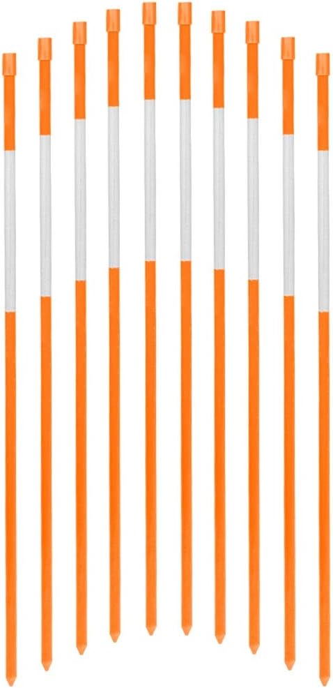FiberMarker 20 Pcs Reflective Driveway Markers Stakes 48 Inch Orange Driveway Reflectors 1/4 Inch Dia Solid Snow Poles for Snow Plowing