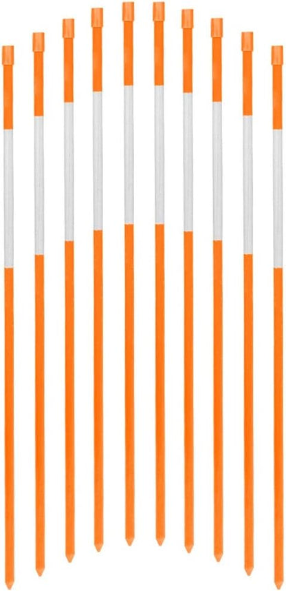 FiberMarker 20 Pcs Reflective Driveway Markers Stakes 48 Inch Orange Driveway Reflectors 1/4 Inch Dia Solid Snow Poles for Snow Plowing