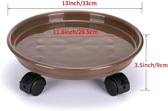 Yiting Plant Caddy with Wheels Heavy-Duty Rolling Plant Stand with Wheels Plant Dolly with Casters for Indoor and Outdoor Plant Roller Base Plant Saucer Mover (13 inch, Brown)