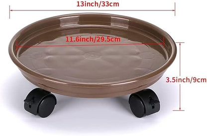 Yiting Plant Caddy with Wheels Heavy-Duty Rolling Plant Stand with Wheels Plant Dolly with Casters for Indoor and Outdoor Plant Roller Base Plant Saucer Mover (13 inch, Brown)