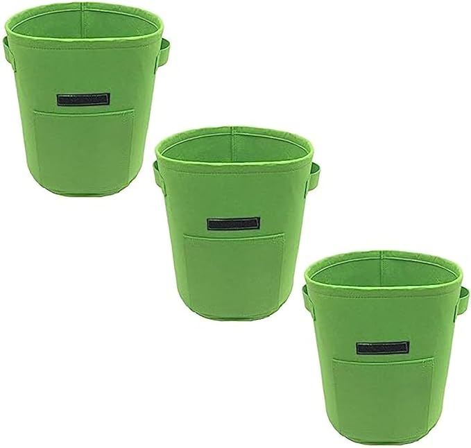 Ulalaza 3PCS Potato Grow Bags with Flap Plant Grow Bags Fabric Multi Ribbon Potato Bag Tomato Vegetable Growth Non-Woven Felt Planting Bag Transparent