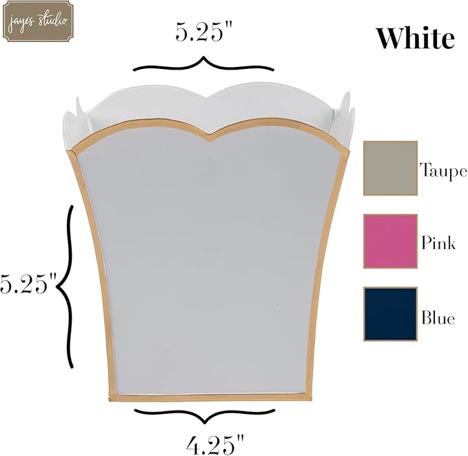 Jaye's Studio Decorative Square Cachepot Flower Pot, House Plant Pot Indoor, Modern Scalloped Planter, Boho Planter, Metal Pot - Floor, Tabletop, Porch & Window Planter for House Decor (White, 6")