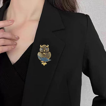 Rhinestone Owl Brooch Pin for Women Cute Big Cartoon Cat Eye Stone Owl Bird Brooch Unique Double Owl Brooch Pin Clothes Bag Hat Dress Jewelry