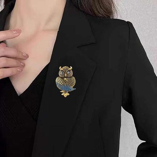Rhinestone Owl Brooch Pin for Women Cute Big Cartoon Cat Eye Stone Owl Bird Brooch Unique Double Owl Brooch Pin Clothes Bag Hat Dress Jewelry