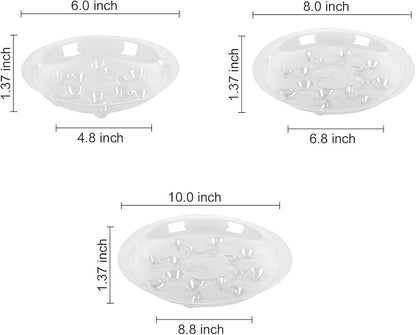 15 Pack Assorted Sizes 6 8 10 Inch Clear Thick Plastic Heavy Duty Sturdy Plant Saucer Drip Trays for pots, 5 Pieces of Each Size (Assorted Sizes 6'', 8'', 10'')