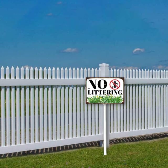 8 x 12 inch No Littering Sign Yard Sign Stakes Outdoor Lawn Yard Signs