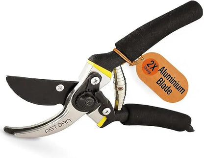 Astorn 8" Premium Bypass Pruning Shears for Gardening - Heavy Duty, Ultra Sharp Garden Shears w/Ergonomic Soft Grip Handle - Made with High-Grade Carbon Steel - Ideal for Cutting, Gardening & Trimming