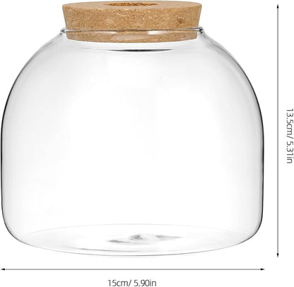 iplusmile Glass Plant Terrarium Jar, Tabletop Succulent Bubble Planter with Cork Lid, Open Mouth Round Fish Bowl Vase Sealed Glass Bottles Vial for Home Decor