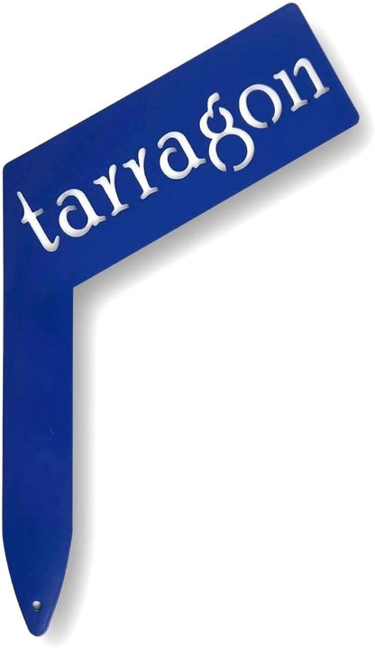 Planter Size Small Metal Garden Plant Vegetable Flower or Herb Markers 13.5 Inches Tall (tarragon, Blue)