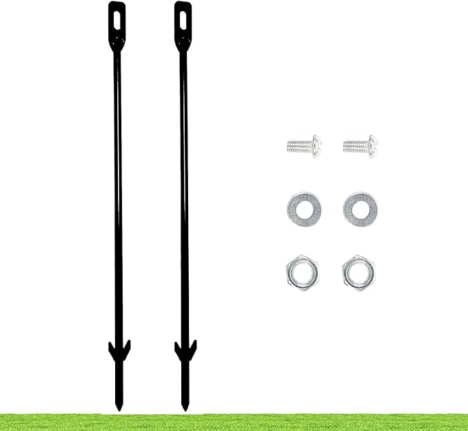 Pack of 2 Metal Yard Sign Stakes, Length 16.5 Inches Thickness 0.3 Inches for Ground Yard Lawn, Rust, Wind & Dust Resistant Sturdy Metal Stake, Not Easy to Shake, Color Available (Black)