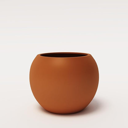 DTY Mount Sherman 16.1'' D x 13.6'' H (Pot Opening 11.8") Fiberstone Round Planter with Drainage Hole, Smooth Finishes, Weather Resistant for Indoor and Outdoor, 2 Extra Coco Mats - Terracotta, Medium