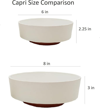 The HC Companies 6 Inch Round Plastic Succulent Capri Bowl 6"x6"x2.25" in Vanilla Bisque with Copper Bottom Color
