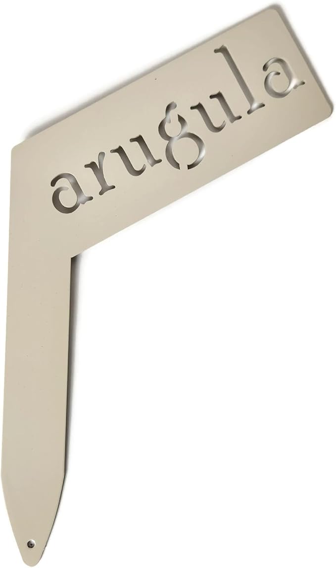 Planter Size Small Metal Garden Plant Vegetable Flower or Herb Markers 13.5 Inches Tall (arugula, Cream)