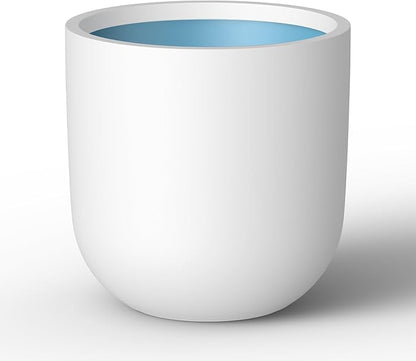 Kante 16.5" Round Concrete Planter, Large Cylinder Plant Pot with Curved Bottom and Drainage Hole, for Indoor and Outdoor Use – Garden or Patio, White Finish with Painted Interior