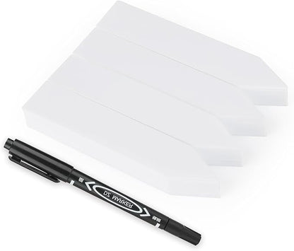 KINGLAKE 300 Pcs 4 Inch Plastic Plant Nursery Garden Labels Pot Marker Garden Stake Tags White with Marking Pen