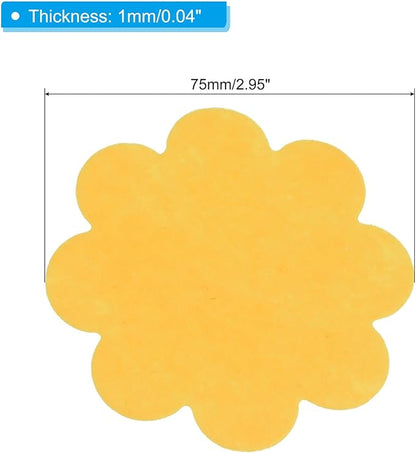 PATIKIL 3 Inch Plant Pot Hole Pad, 30 Pack Non-Woven Fabric Flower Shape Bonsai Bottom Soil Mat, Yellow