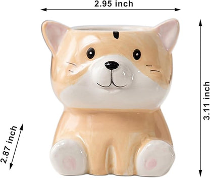 DIYOMR Cute Animals Planter, Mini Ceramic Cartoon Animal Shaped Succulent Flower Pot Indoor Air Plants Holder, Smooth Shiny Decorative Flower Cactus Planter - Plants Not Included (Groundhog)