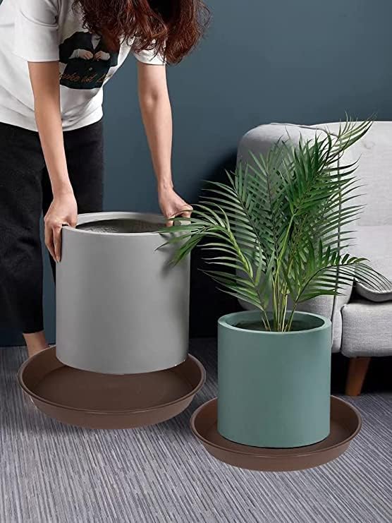 2 Pack of 10 inch Plant Saucer Gray, Heavy Duty Plastic Plant Saucer 10 inch Round, Durable Plant Tray for Pots, Plant Saucers for Indoors, Plant Trays for Planter 9"/10" (10", Chocolate)