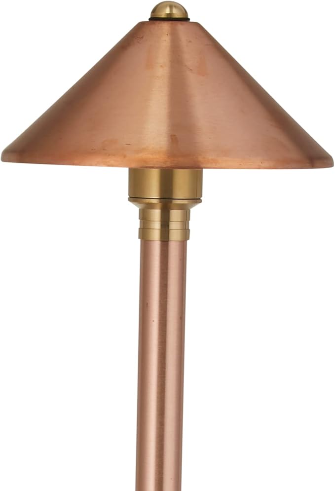 VOLT Conehead 12V Copper Path Light (7" Shade, 25" Tall) for Low Voltage Landscape Lighting on Outdoor Pathway, Walkway, Garden, Driveway or Patio