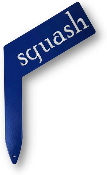 Planter Size Small Metal Garden Plant Vegetable Flower or Herb Markers 13.5 Inches Tall (squash, Blue)