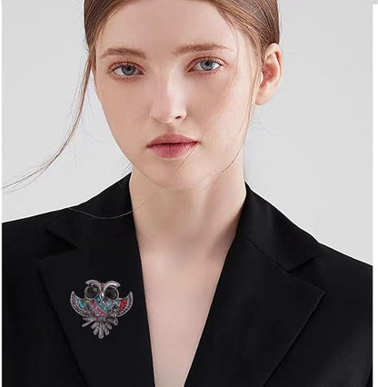 Rhinestone Owl Brooch Pin for Women Cute Big Cartoon Cat Eye Stone Owl Bird Brooch Unique Double Owl Brooch Pin Clothes Bag Hat Dress Jewelry