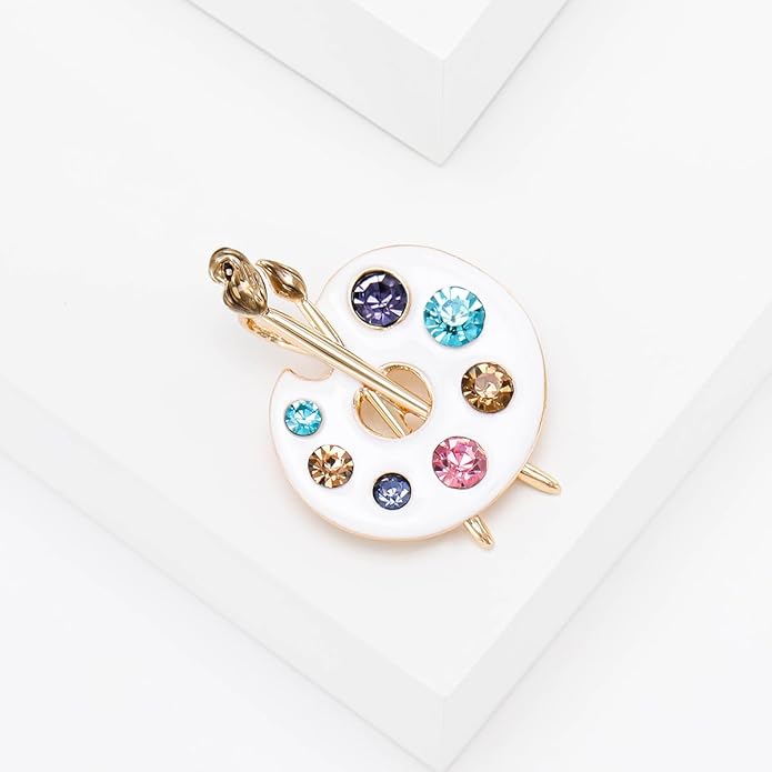 ONLYJUMP Painter Palette Brooch Pin for Women Girls Dainty Colorful Paint Palette Brush Artist Painter Lapel Pin Gift Jewelry Art Teacher Hat Bag Suit Tie Birthday Xmas Badges Painting Lovers Jewelry Gift