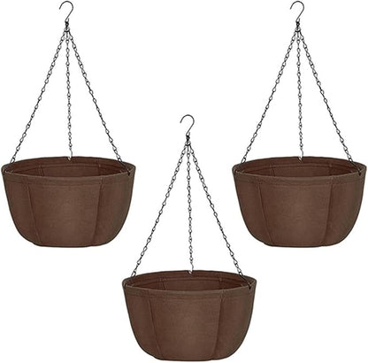 Hanging Planters for Intdoor Plants,3 Pcs12 Inch Hanging Baskets for Plants Outdoor with Rustproof Chain,Breathable Hanging Pots for Orchids Ferns Balcony Porch Decor L 3pcs