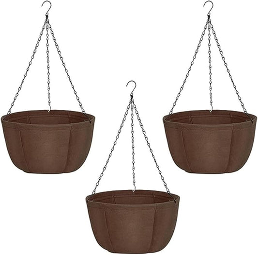 Hanging Planters for Intdoor Plants,3 Pcs12 Inch Hanging Baskets for Plants Outdoor with Rustproof Chain,Breathable Hanging Pots for Orchids Ferns Balcony Porch Decor L 3pcs