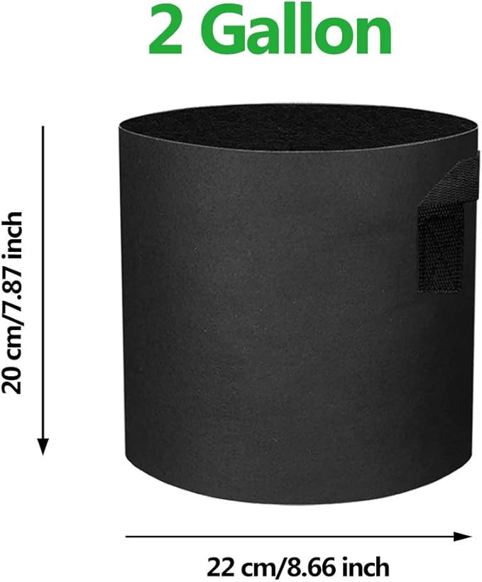 12 Pack 2 Gallon Grow Bags - Black Breathable Fabric Pots Heavy Duty Aeration Fabric Pots Thickened Nonwoven Fabric Pots Plant Grow Bags with Handle