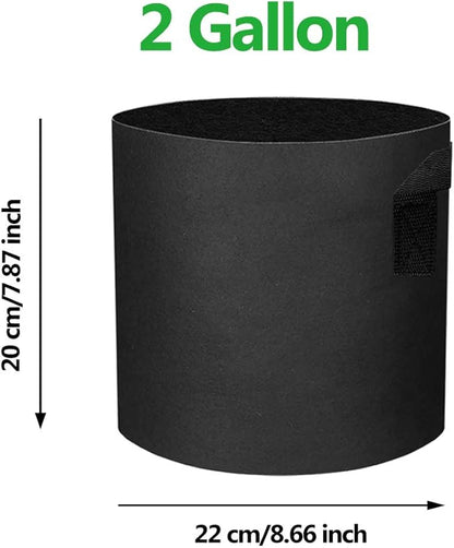 12 Pack 2 Gallon Grow Bags - Black Breathable Fabric Pots Heavy Duty Aeration Fabric Pots Thickened Nonwoven Fabric Pots Plant Grow Bags with Handle