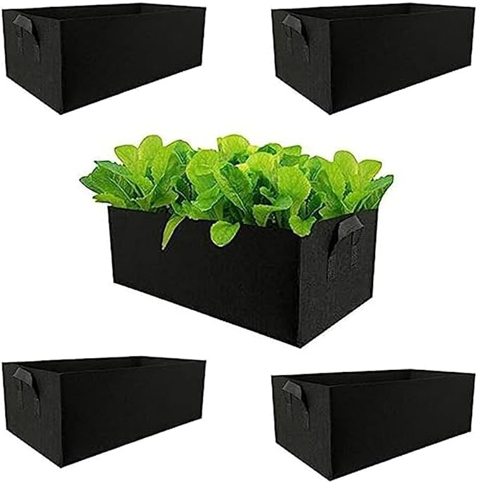 Ulalaza 5PCS Potato Grow Bags with Flap Plant Grow Bags Fabric Multi Ribbon Potato Bag Tomato Vegetable Growth Non-Woven Felt Planting Bag Transparent