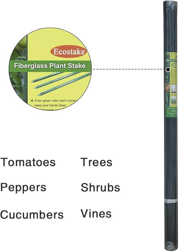 Plant Stakes 60inch 20pack, 1/2inch Diameter Garden Stakes, Garden Poles Tree Stake for Cucumber Potato Fence, Never Rust, 5ft Long