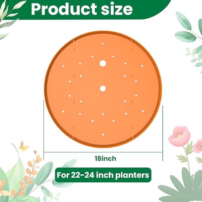 2-Pack Round Planter Insert - Plant Pot Insert with Drainage Holes, Use Less Potting Soil, Planter Accessories for Indoor & Outdoor Use (18 inch)