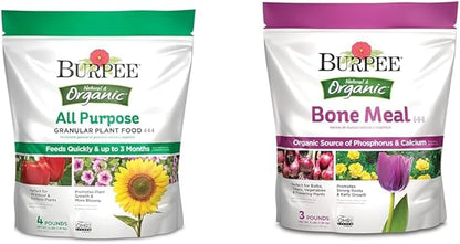 Burpee 4-Lb Organic Plant Food for Growing Strong Plants & 3-Lb Bone Meal Fertilizer for Root Development | Vegetable Garden, Flower Garden & Seed Starting