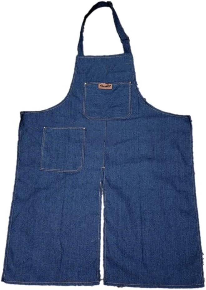 Apron Adjustable Split Leg with Portable Pocket for DIY Ceramic Sculpture | Ceramics Apron Durable Denim, Fit for Gardening, BBQ & Workshop