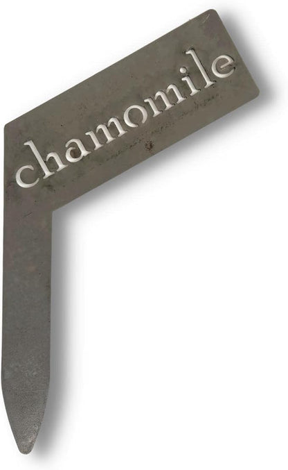 Planter Size Small Metal Garden Plant Vegetable Flower or Herb Markers 13.5 Inches Tall (chamomile, Raw, Unfinished Steel)