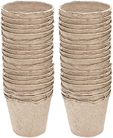 KINGLAKE 100 Pcs 3 Inch Peat Pots, Seeds Starter, Transplant Seedlings With 100 Pcs White Plastic Plant Labels