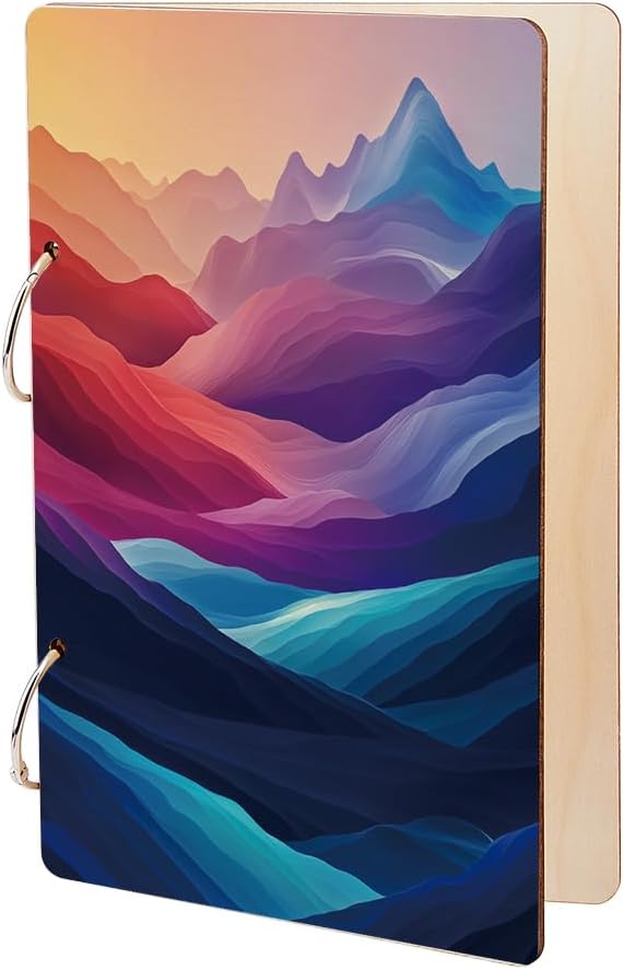 SUPERDANT Mountain Greeting Card Holder Organizer Wooden Card Keeper Binder Planning Book Birthday Cards Keeper Colorful Photo Album 2-Rings Cover Wedding Birthday Planner Journal Keepsake Book Gift
