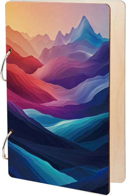 SUPERDANT Mountain Greeting Card Holder Organizer Wooden Card Keeper Binder Planning Book Birthday Cards Keeper Colorful Photo Album 2-Rings Cover Wedding Birthday Planner Journal Keepsake Book Gift