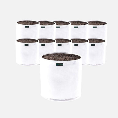 Commercial Grow Bag Pack of 10, Air Pruning Mesh Fabric Plant Containers (15 Gallon, White)