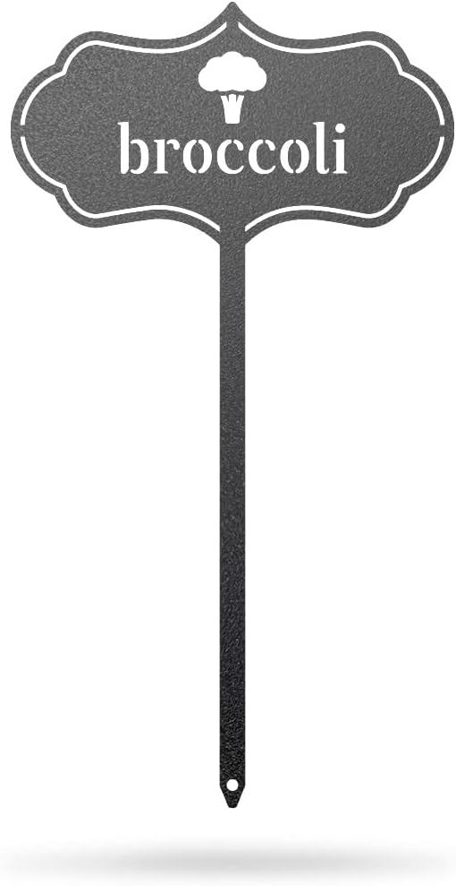 RealSteel Metal Seed & Plant Markers – Elegant Indoor & Outdoor Garden Stakes – Durable Herb, Vegetable & Fruit Plant Labels for Pots, Raised Beds & Greenhouse – Farmhouse Garden Gift - (Broccoli)