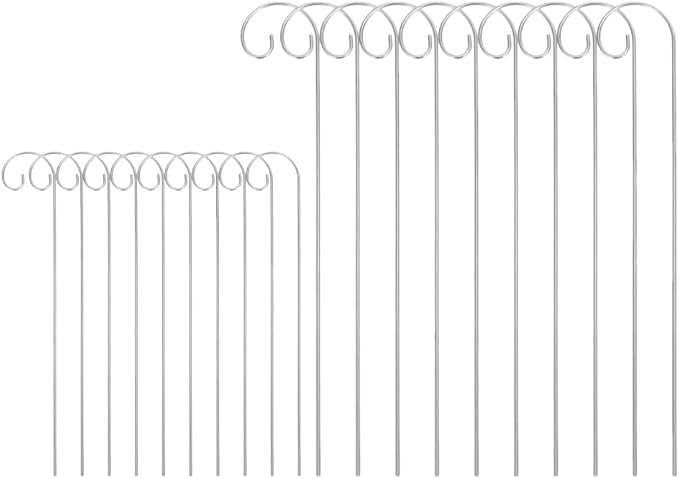 VICASKY 20 Pack Shepherd Hooks for Garden - 8" & 12" Dual Height Set (200mm & 300mm), Metal Plant Hanger Stakes for Outdoor Hanging Baskets, Bird Feeders, Solar Lights, Lanterns & Wedding Decor